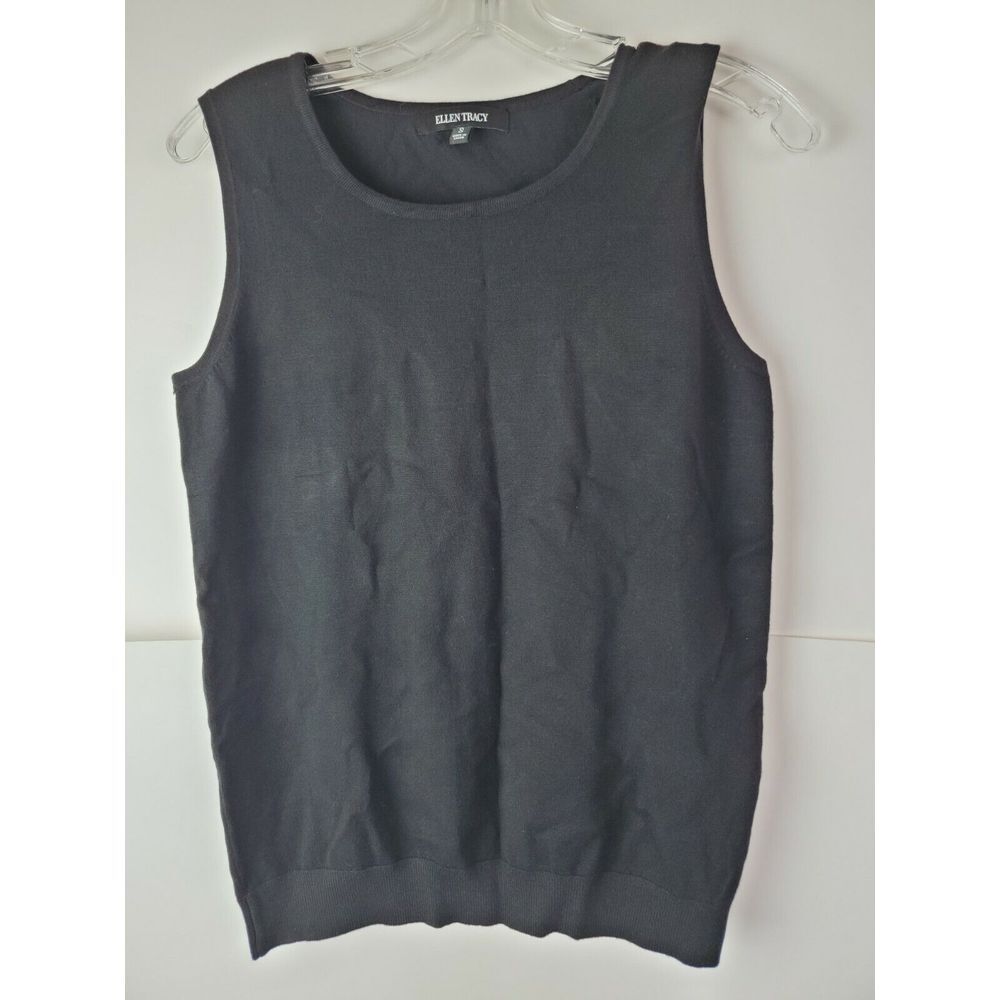 Ellen Tracy Women's Black‎ Knit Tank Top Sleeveless Pullover Size Small